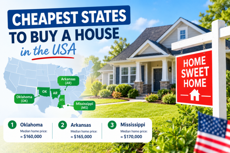Read more about the article 10 Cheapest States to Buy a House in The USA in 2026